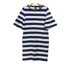 Women's XS LAUREN RALPH LAUREN Blue White Bell Sleeve Knee Length Dress